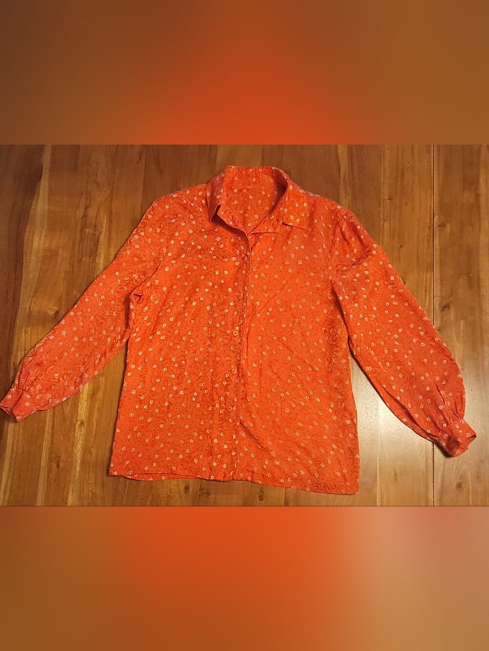 Women's Red Floral Buttoned Blouse Size S